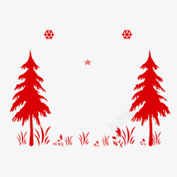 红色松树圣诞元素素材