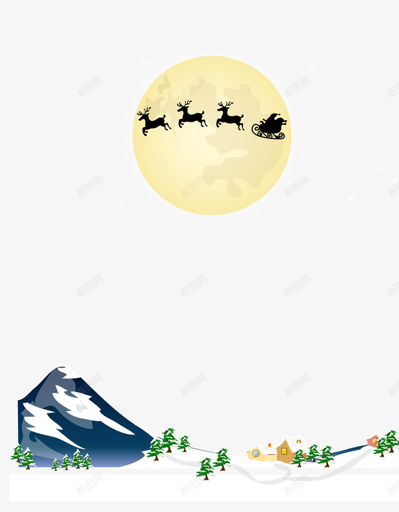 圣诞节元素png免抠素材_新图网 https://ixintu.com 圣诞节 雪山 雪花 麋鹿