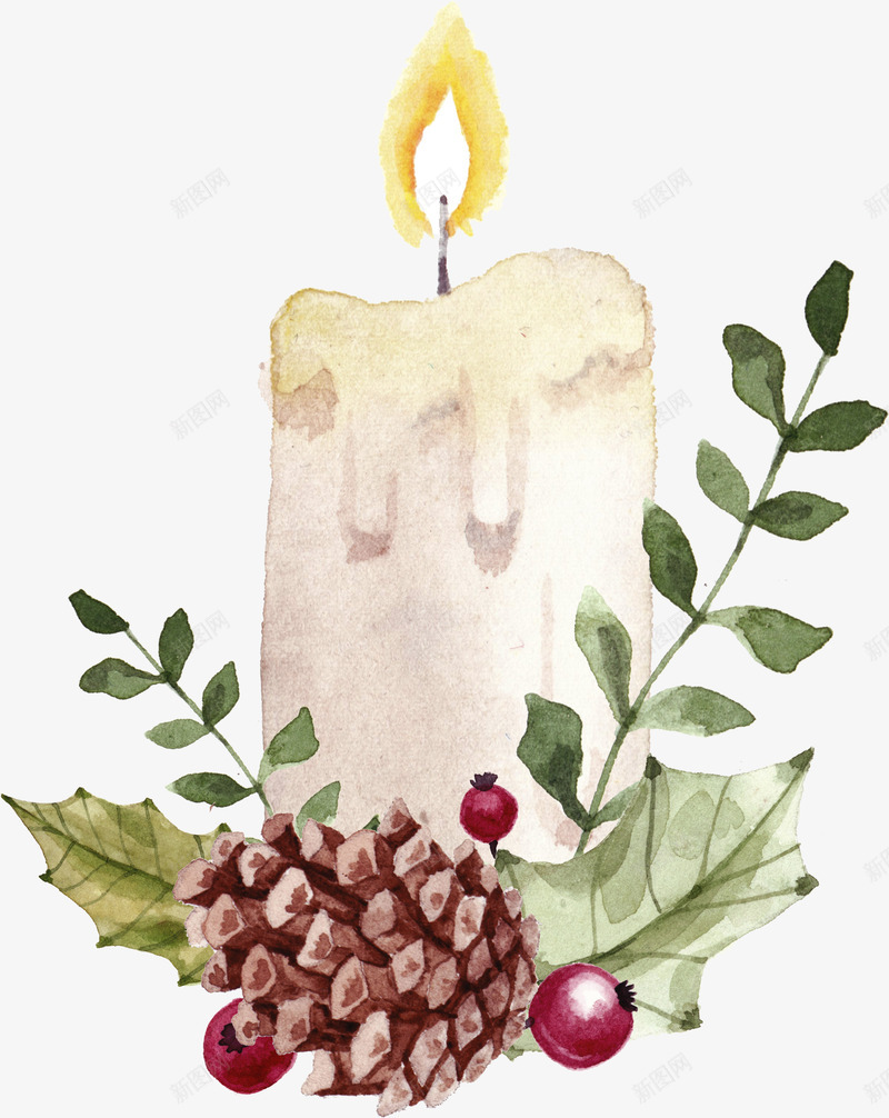 植物和蜡烛png免抠素材_新图网 https://ixintu.com 叶子 植物 火苗 蜡烛
