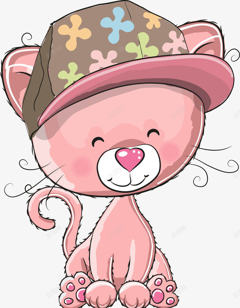 粉色卡通帽子猫咪png免抠素材_新图网 https://ixintu.com 免抠PNG 卡通 帽子 猫咪 童趣 粉色 装饰图案