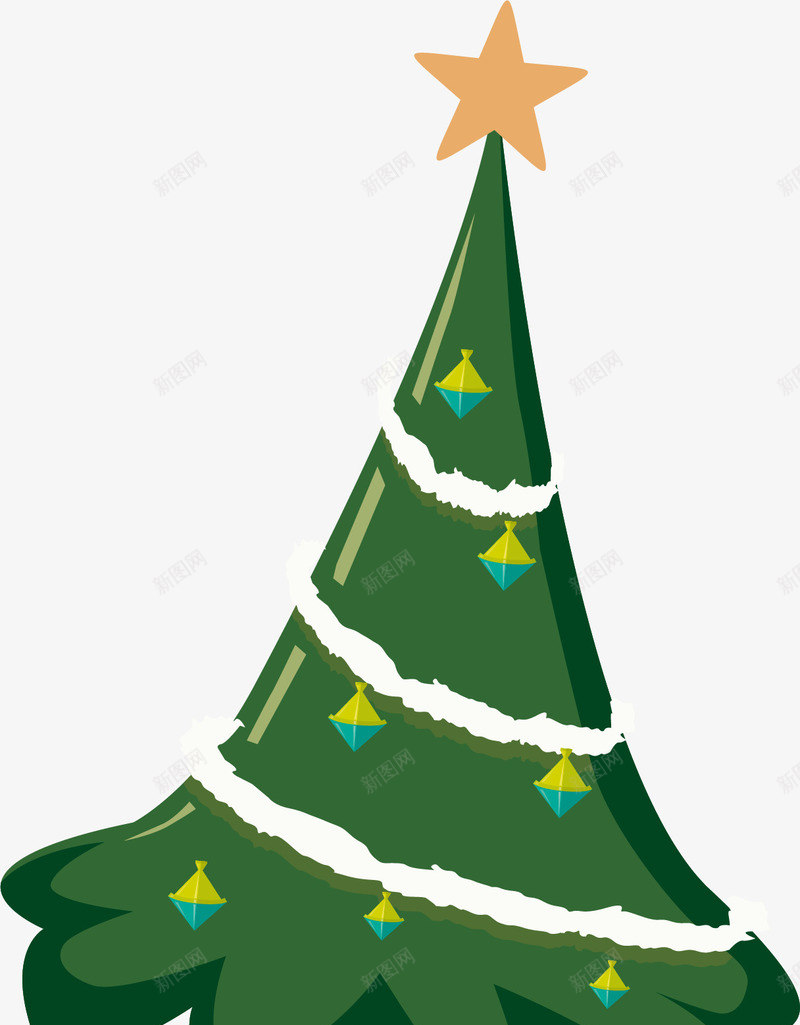 手绘绿色圣诞松树星星png免抠素材_新图网 https://ixintu.com 圣诞 手绘 星星 松树 绿色