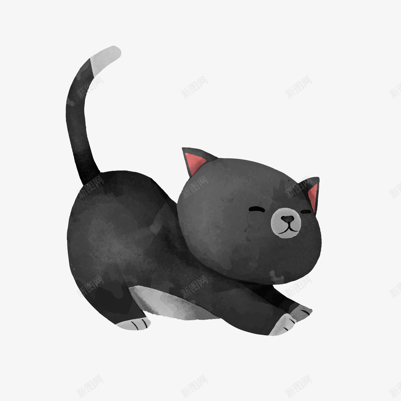 黑色卡通猫咪png免抠素材_新图网 https://ixintu.com 卡通动物 卡通猫咪 背景装饰 黑色猫咪