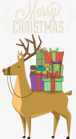圣诞麋鹿与礼物素材
