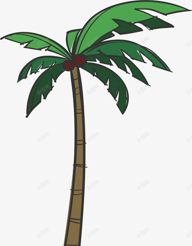 水彩绿色椰树矢量图ai免抠素材_新图网 https://ixintu.com 创意 卡通 手绘 植物 椰树 水彩 设计 矢量图