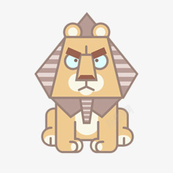 手绘卡通金字塔脸狮子素材