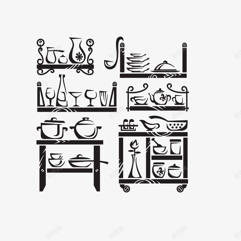 厨房器具整齐排放psd免抠素材_新图网 https://ixintu.com 厨房器具 厨房简笔画 整齐排放 杯子 碗筷