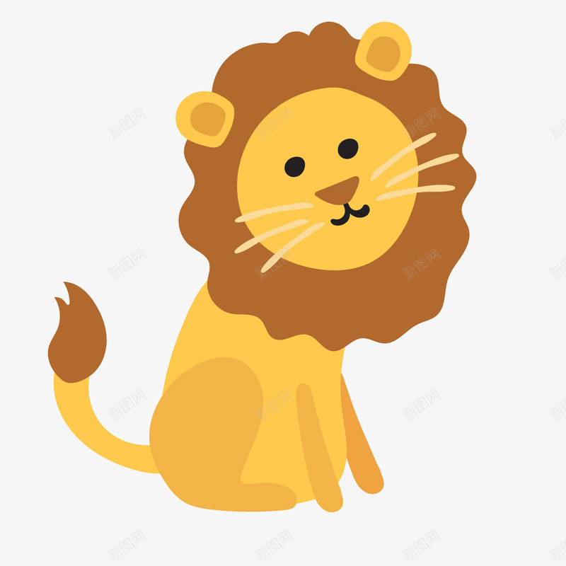 卡通黄色的狮子动物矢量图ai免抠素材_新图网 https://ixintu.com 动物园 动物设计 卡通 扁平化 狮子 黄色 矢量图