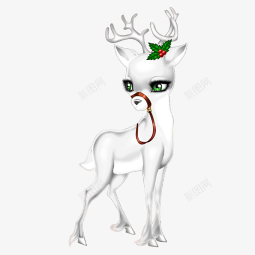 白色圣诞麋鹿png免抠素材_新图网 https://ixintu.com 卡通 圣诞装饰 圣诞鹿 手绘