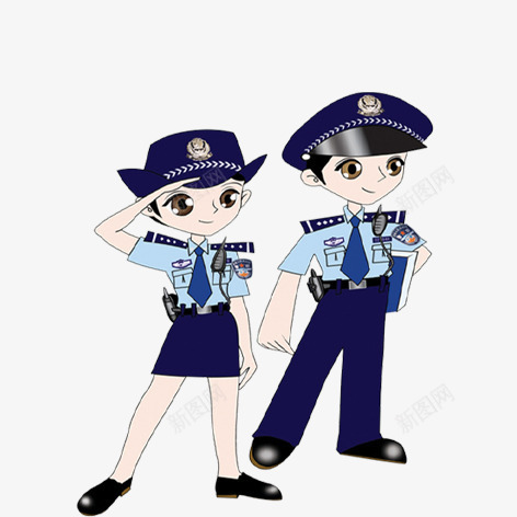 卡通警察png免抠素材_新图网 https://ixintu.com 两个警察 公安 动漫警察 卡通人物形象 卡通警察