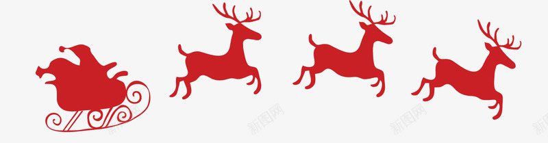 圣诞雪车png免抠素材_新图网 https://ixintu.com 圣诞 红色 装饰 麋鹿