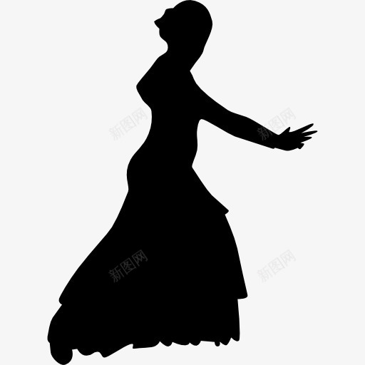 女人剪影与服饰图标png_新图网 https://ixintu.com 人 人的剪影 女人 弗拉门戈 弗拉门戈的图标 跳舞
