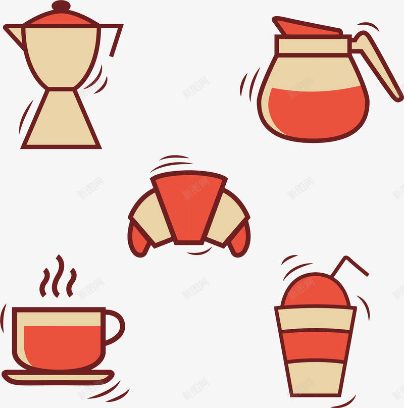 煮茶工具插图矢量图eps免抠素材_新图网 https://ixintu.com 杯子 煮茶茶具 矢量图 茶壶 茶杯