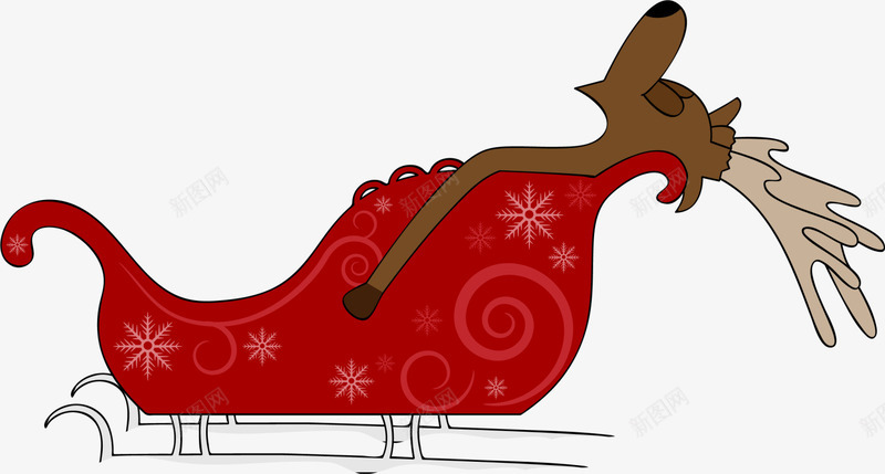 红色卡通圣诞节雪橇车png免抠素材_新图网 https://ixintu.com Christmas Merry 圣诞快乐 圣诞节 雪橇车 驯鹿 麋鹿