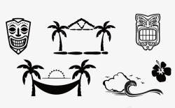 海LOGO黑白海边图标高清图片