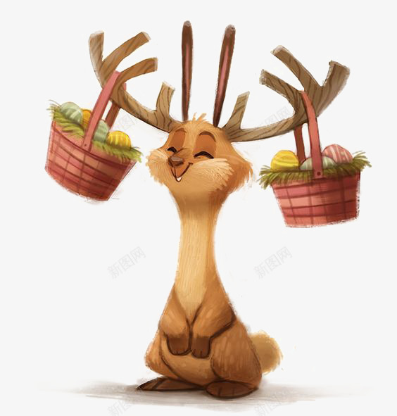 小鹿png免抠素材_新图网 https://ixintu.com 动物 卡通小鹿 可爱小鹿 手绘小鹿 鹿角 麋鹿