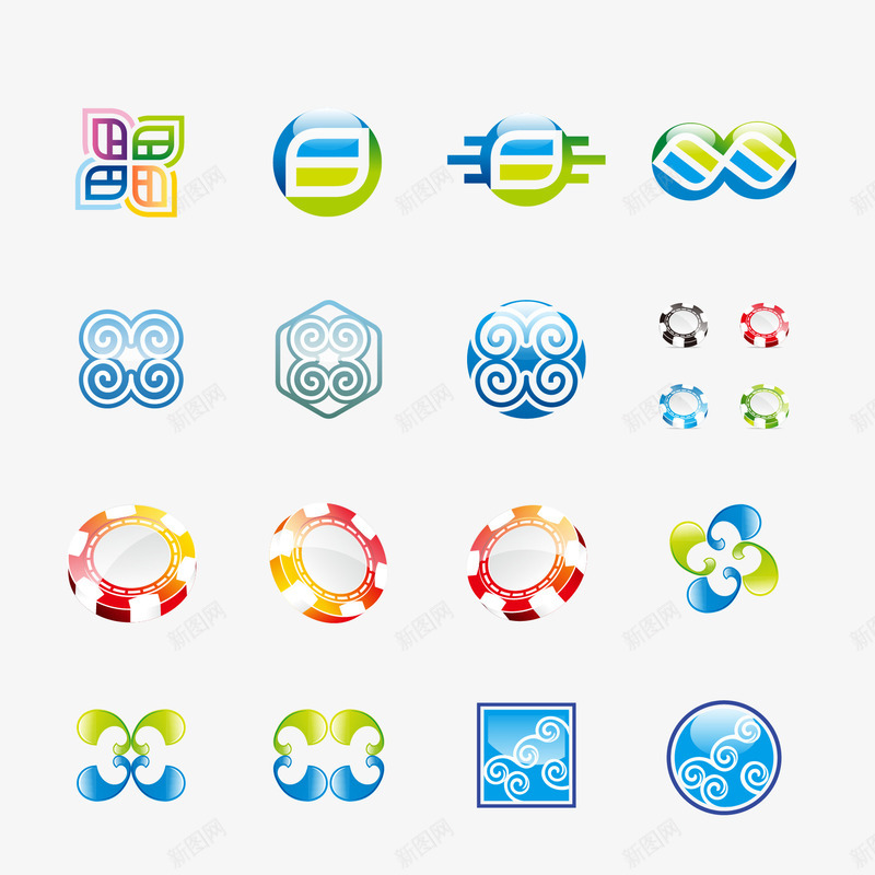 斜面筹码图标png_新图网 https://ixintu.com LOGO 彩色 拼接 标志 简易