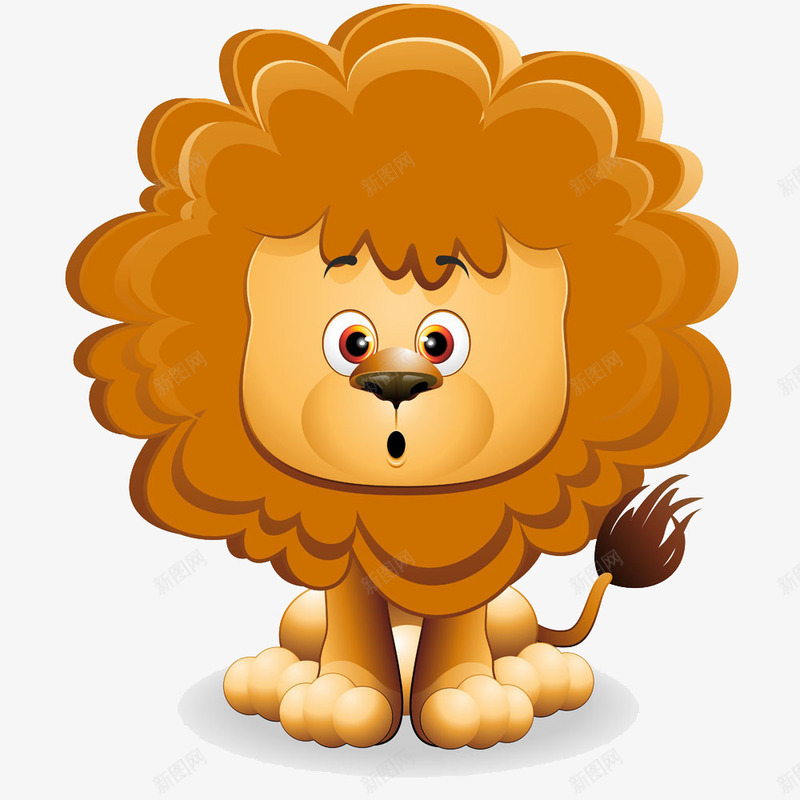 卡通大头可爱狮子png免抠素材_新图网 https://ixintu.com 免费 免费素材 动物 卡通 狮子头