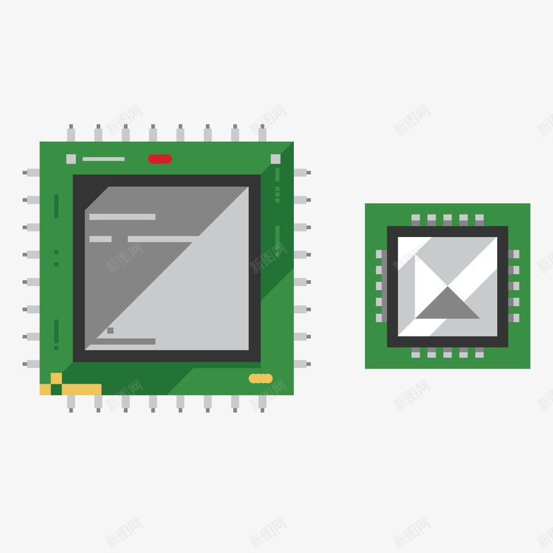 绿色芯片png免抠素材_新图网 https://ixintu.com 投影 数据 渐变 灰色 科技 绿色 芯片