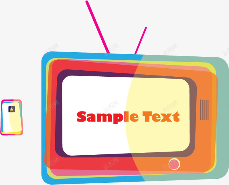 扁平电视矢量图ai免抠素材_新图网 https://ixintu.com 彩色 扁平 电视 矢量图