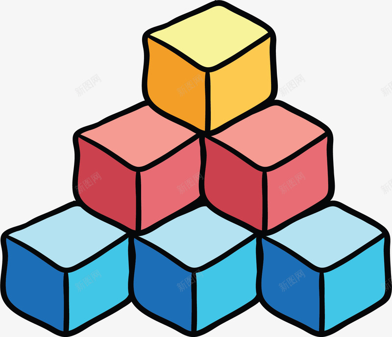 彩色立方体堆叠图形矢量图ai免抠素材_新图网 https://ixintu.com 几何 几何体 几何图形 几何结构 矢量png 立方体 矢量图