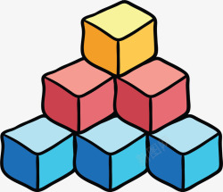 立方体结构彩色立方体堆叠图形矢量图高清图片