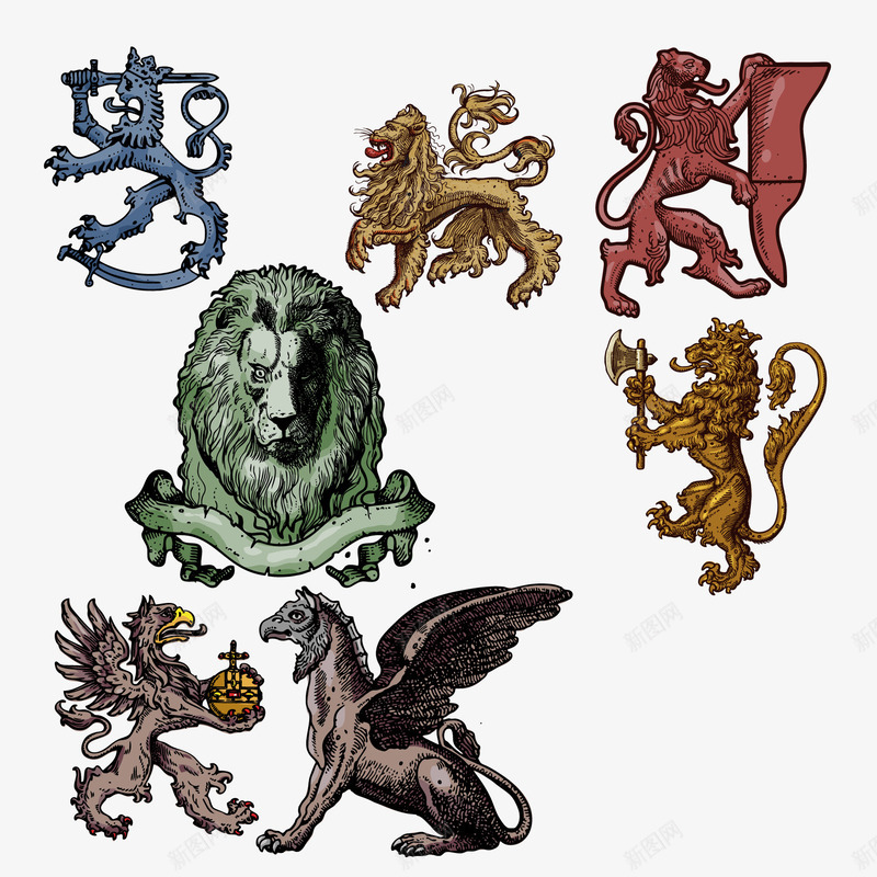 英国象征狮子png免抠素材_新图网 https://ixintu.com 传统 卡通 狮子 英国