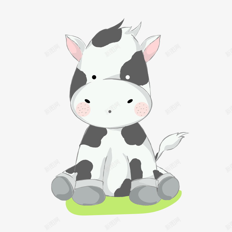 坐着的小奶牛png免抠素材_新图网 https://ixintu.com 卡通动物 可爱动物 小奶牛 背景装饰