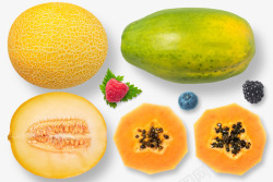 香甜木瓜哈密瓜和木瓜高清图片