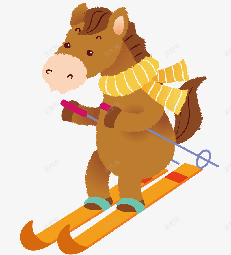 一只滑翔的小马png免抠素材_新图网 https://ixintu.com 动物 卡通 卡通形象 可爱 小马 带围脖 滑翔