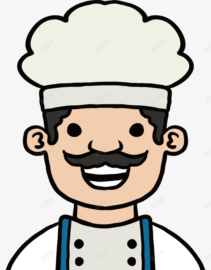 大胡子厨师png免抠素材_新图网 https://ixintu.com 卡通人物 厨师 厨师形象 手绘厨师 白色制服 矢量png