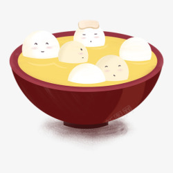 春节卡通白色汤圆素材