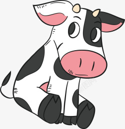 水彩卡通可爱奶牛矢量图素材