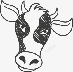 奶牛头卡通手绘奶牛头矢量图高清图片