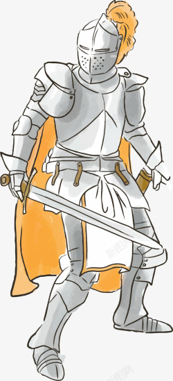 灰色骑士手绘全副武装的骑士高清图片