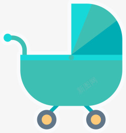 蓝色婴儿车卡通婴儿用品海报矢量图素材