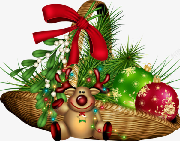 圣诞节礼物篮png免抠素材_新图网 https://ixintu.com 圣诞节 圣诞节图片 圣诞节素材 圣诞节装饰小 圣诞麋鹿 手绘圣诞节图片 礼物篮