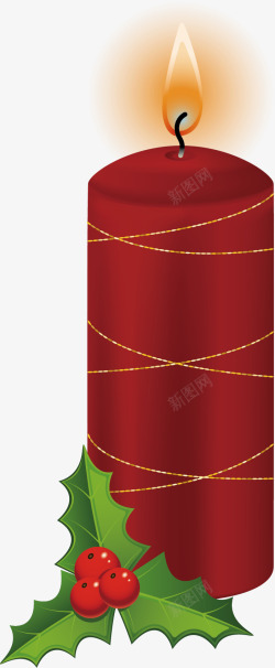 红色圣诞蜡烛矢量图素材