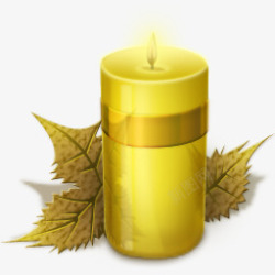 金色蜡烛绿色叶子素材