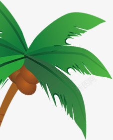 绿色卡通椰树美景素材