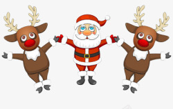 卡通版的圣诞老人与麋鹿手拉手素材