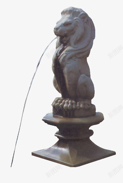 吐水的狮子石像雕塑png免抠素材_新图网 https://ixintu.com 产品实物 喷泉 小区装饰 狮子石像
