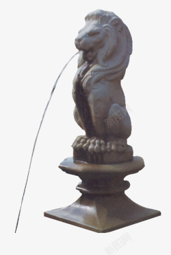 吐水的狮子石像雕塑素材