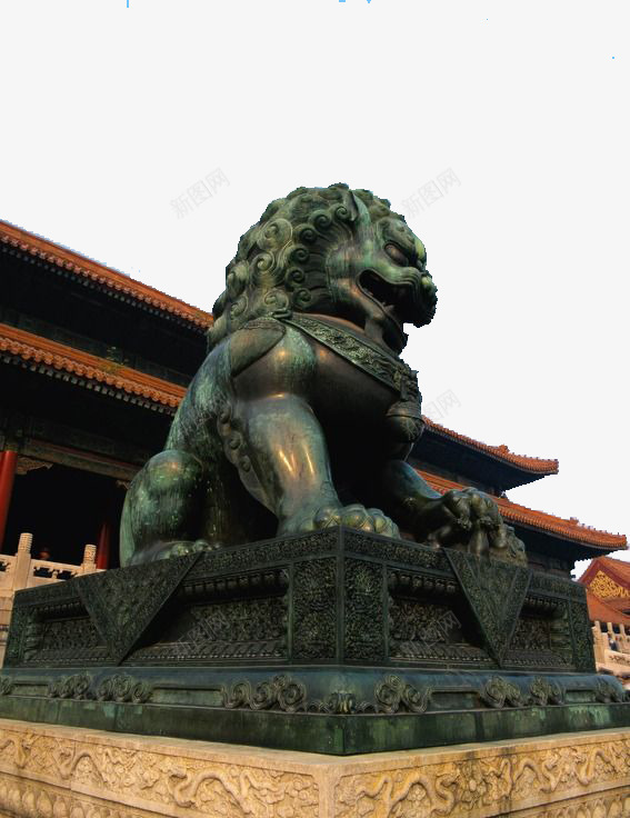 中国风元素石狮子png免抠素材_新图网 https://ixintu.com 中国风 元素 古建筑 石狮子