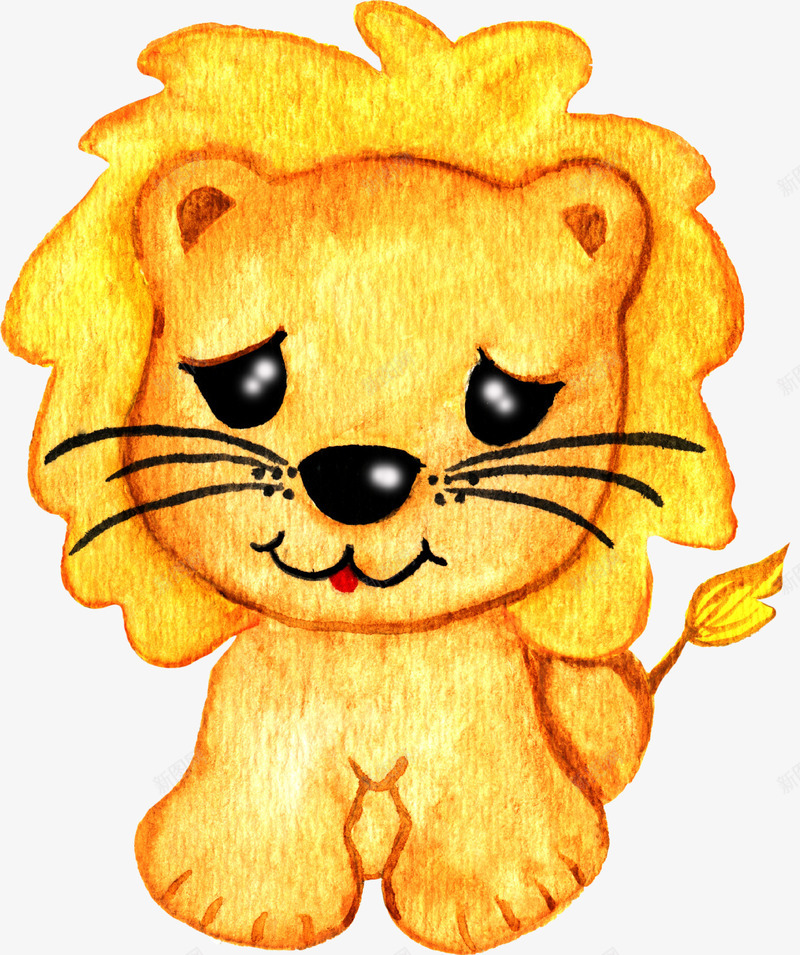 卡通手绘可爱的小狮子png免抠素材_新图网 https://ixintu.com 动漫动画 卡通手绘 可爱的 小狮子 艺术 黄色