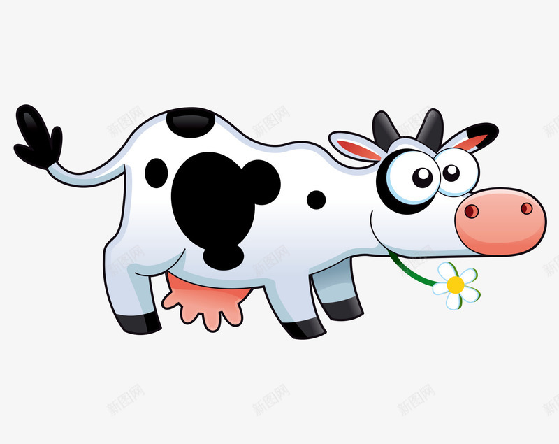 卡通手绘可爱斑点奶牛png免抠素材_新图网 https://ixintu.com 卡通的奶牛 可爱的奶牛 手绘的奶牛