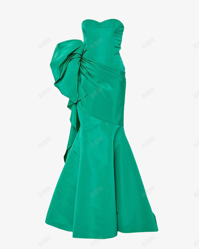 绿色的晚礼服png免抠素材_新图网 https://ixintu.com 抹胸 服装 服装定制 服饰 长裙