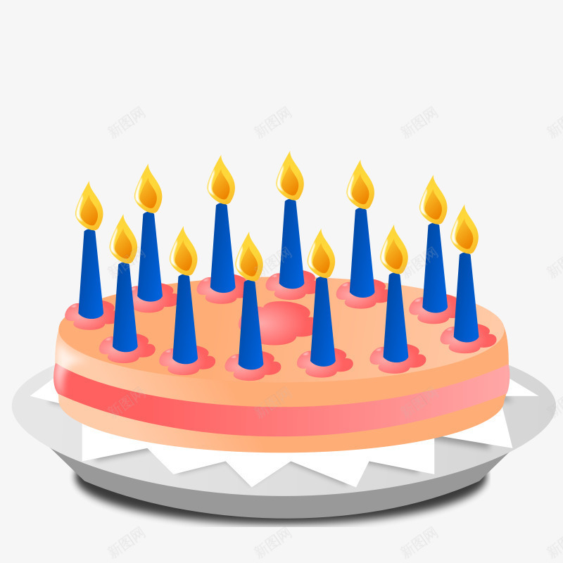 蓝色蜡烛的卡通生日蛋糕png免抠素材_新图网 https://ixintu.com 卡通 卡通蛋糕 蓝色 蜡烛