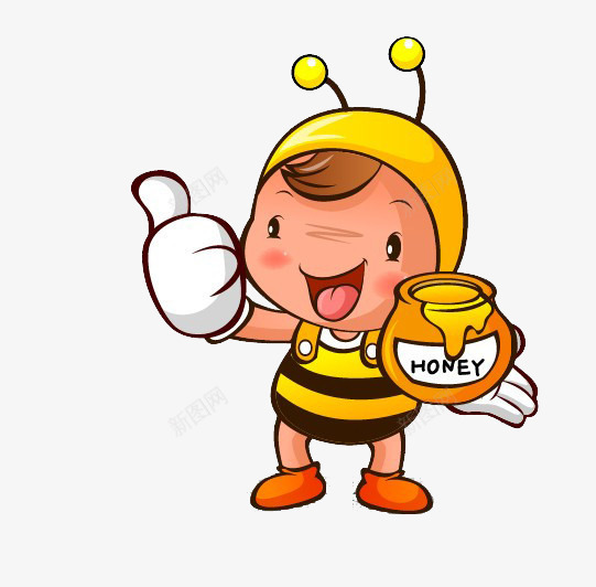 点赞小蜜蜂png免抠素材_新图网 https://ixintu.com 卡通 小蜜蜂 棒棒哒 点赞 黄色