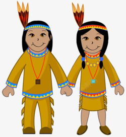卡通印第安装饰原住民服饰素材