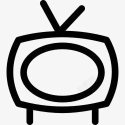 旧媒体复古式电视的轮廓图标高清图片
